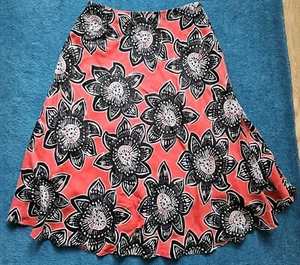 Hobbs Red Passion Flowers 100% LEINEN Flachs A-Linie MIDIROCK UK 12 M leicht - Bild 1 von 13