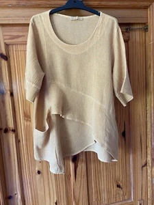 RIDLEY SIZE SMALL S ELBOW SLEEVE HESSIAN TOP MADE IN ITALY MUSTARD would fit 16 - Picture 1 of 6