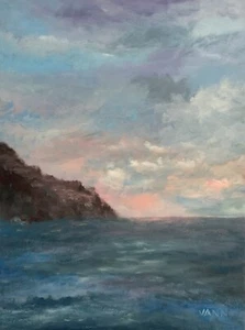 NEW ORIGINAL OIL ON CANVAS LARGE SEASCAPE PAINTING 18in x 24in SIGNED UNFRAMED - Picture 1 of 5