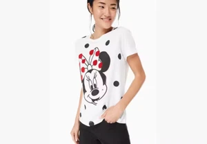 Kate Spade New York Disney Minnie Mouse White 100% Cotton Tee Shirt Size Small - Picture 1 of 20