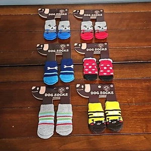 Joys Pet Knit Dog Socks NonSkid 6 sets Size Medium Multicolor - Picture 1 of 11