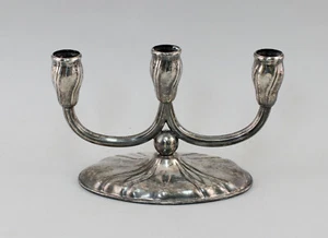 9130014-d versilberter dreiflammiger Leuchter 40/50er Jahre-Design - Bild 1 von 1