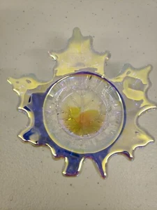 Simon & Designs Crystal Iridescent Shimmer "Leaf" Paperweight / Votive Holder - Picture 1 of 11