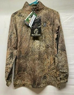 Drake Waterfowl Rutwear Silencer 1/4 zip Fleece Small Brush Camo Banded Mallard - Image 1 of 4