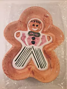 Gingerbread Man Hand Painted Ceramic Candy Dish Century Made in China NEW IN BOX - Picture 1 of 10
