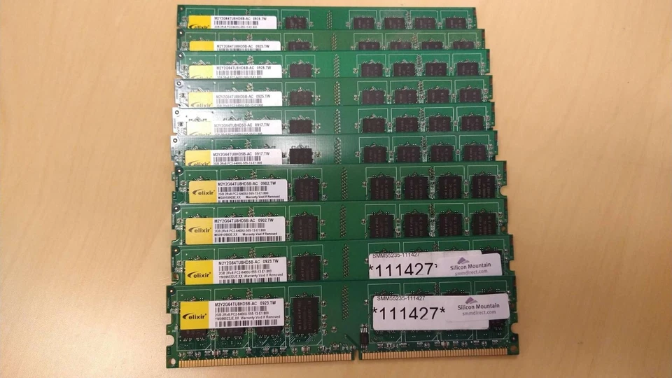 M2Y2G64TU8HD5B-AC Elixir 2GB PC2-6400 DDR2-800MHz non-ECC Unbuffered  lot of 10 - Image 1 of 3