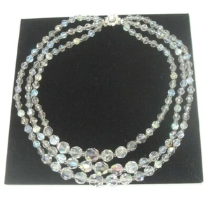 PRECIOSO COLLAR GARGANTILLA CRISTAL AB TRIPLE HEBRA AÑOS 50 VINTAGE - Imagen 1 de 5