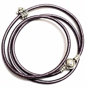 PANDORA S925 ALE PURPLE CORD BRACELET / NECKLACE + ANGEL CHARM - FREE SHIPPING - Picture 1 of 4