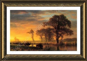 Western Kansas Buffaloes de Albert Bierstadt | Lienzo enmarcado | Póster de arte de pared - Imagen 1 de 12