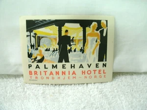 HOTEL PALMEHAVEN-BRITANNIA--Norway--1930's Luggage/Baggage Label--Original - Picture 1 of 1