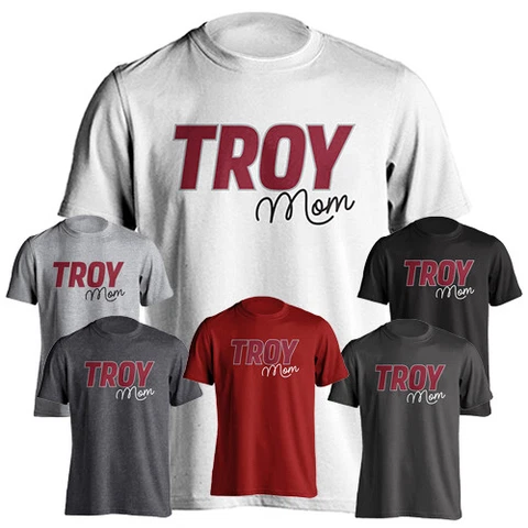 Troy University Trojans Mom Logo Tee Mother Proud Parent Short Sleeve T-Shirt Cover