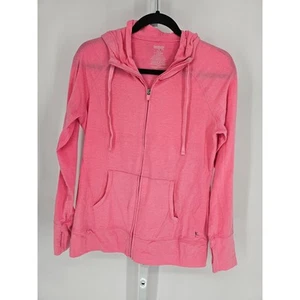 Danskin Now Womens Pink Long Sleeve Zip Up Hooded Polyester Casual Jacket Size M - Picture 1 of 3