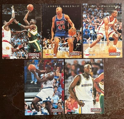 1993-94 NBA Hoops Admiral's Choice 5-card Insert Set! Looks Mint+! Shaq / Webber - Image 1 of 2
