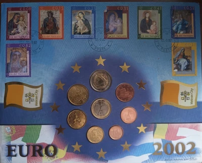 Vatican City EURO 2002 Full Set Coins & Stamps First Day Cover By Benham - Image 1 of 2