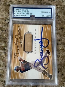 ANDRUW JONES ATLANTA BRAVES 2000 CUBIERTA SUPERIOR PATIO? TARJETA MURCIÉLAGO #AJ FIRMADA AUTO PSA 10 - Imagen 1 de 3