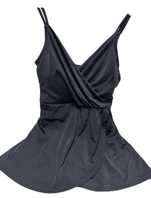 Lands End Womens X-Small 2-4 Swimsuit Swim Dress Black Adjustable Strap Pull On - Image 1 of 4