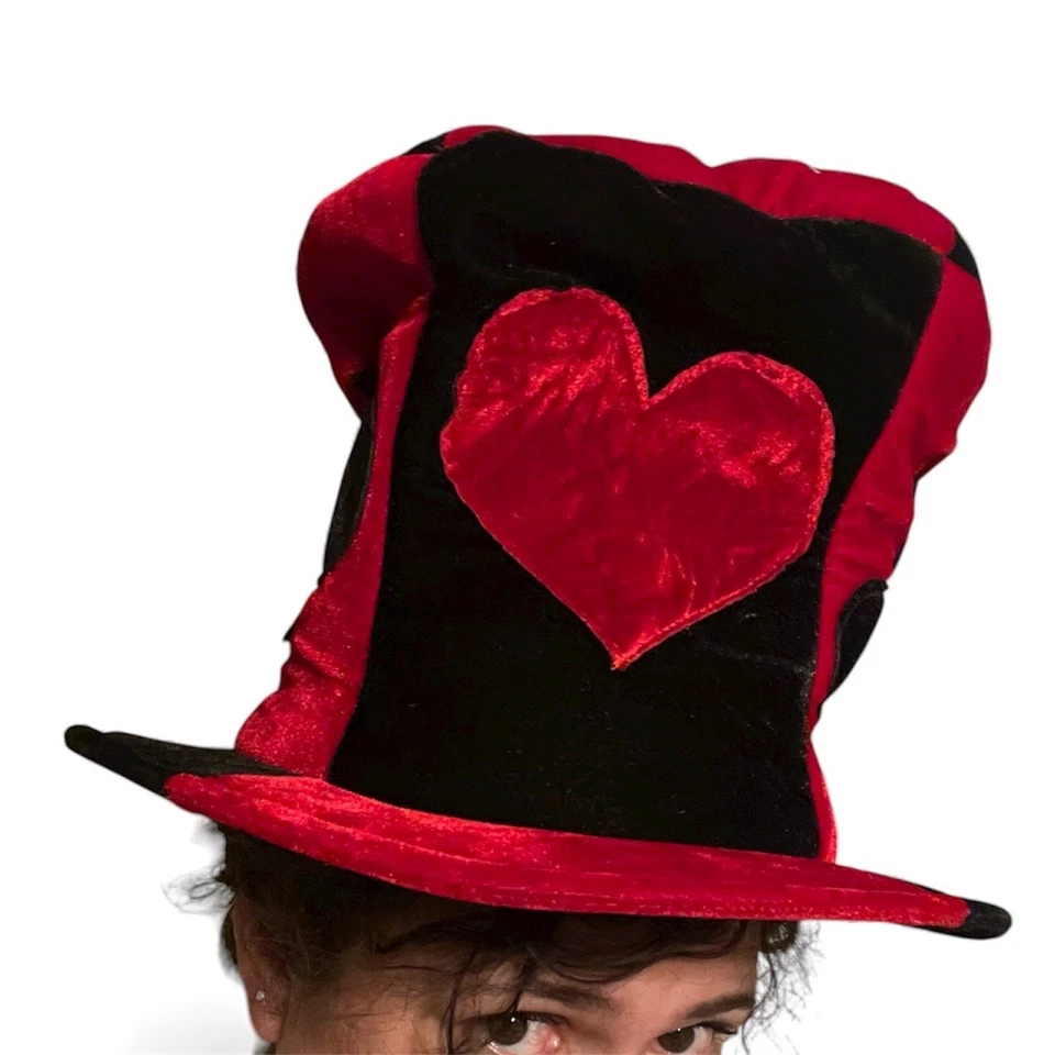 Elope Adulto Terciopelo Rojo Negro Sombrero Póker Deck Disfraz Rave Festival Cosplay Foto 1 de 4