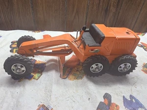 Vintage Structo Road Grader Toy! Orange Pressed Metal! Working Plow Made in USA! - Picture 1 of 5