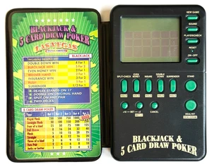 LAS VEGAS CASINO CORNER BLACKJACK & 5 CARD DRAW POKER ELECTRONIC HANDHELD GAMES - Picture 1 of 3