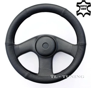 Lenkradbezug, Lenkradhülle, Lenkradschoner Ø 35 - 37 Echtes Leder / Schwarz - Bild 1 von 6