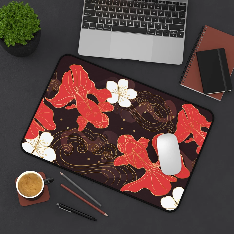 Alfombrilla de escritorio artística japonesa Goldfish extendida XXL alfombrilla de ratón para juegos alfombrilla antideslizante Foto 1 de 1