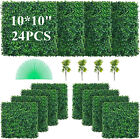 24pcs 10" X10" Artificial Privacy Fence Grass Panel Boxwood Mat Wall Hedge Deco