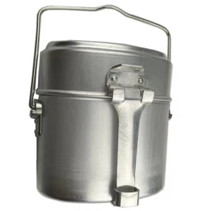 WW2 German M31 Mess Kit Repro Silver Aluminum Camping Mess Tin Stove 2 Piece Set - Picture 1 of 21