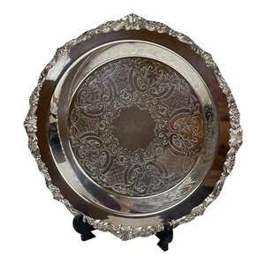 Verzierter Sheridan Silber Teller 12" runder Fuß Tablett versilbert - Bild 1 von 4