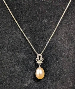 Akoya 6 mm Perlen Anhänger Sterlingsilber Kette 16" Halskette - Bild 1 von 4