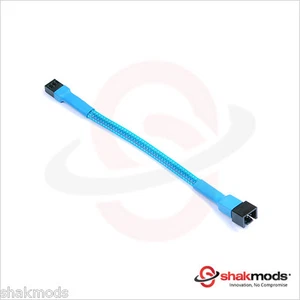 Shakmods 3 pin Fan Blue Sleeved 15cm Computer Hand Sleeved Extension Cable UK - Picture 1 of 2