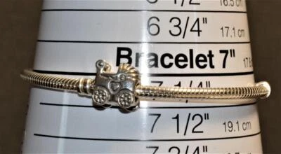 Gestempelt 925 Pandora Sterlingsilber 21.6cm Armband Mit Baby Transport Anhänger - Bild 1 von 4