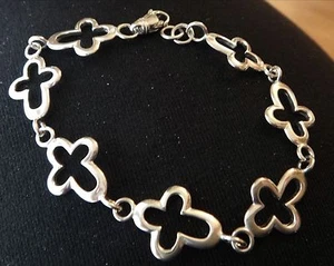 7.25" Sterling Silver 10gr 24x12mm Open Cross Link Confirmation Baptism Bracelet - Picture 1 of 5