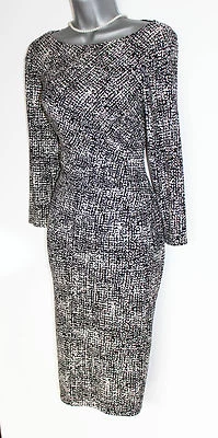 Cc Debenhams Schwarz Creme Langärmelig Rüschen Taille Freizeit Formell Kleid UK - Bild 1 von 4