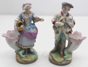 Pair Of Antique Continental / French Figural Spill Vases 14.5cm For Restoration - Picture 1 of 23
