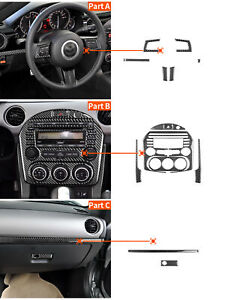 16Pcs Carbon Fiber Interior Full Set Cover Trim For Mazda MX-5 Miata 2009-15