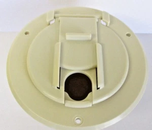 Off White Electric Cable Cover Hatch Camper Rv Travel trailer Pop Up 30 amp - Foto 1 di 3