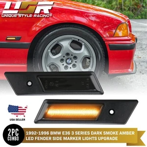 USA Ship SMOKE LED Light Bar Fender Side Marker For 92-96 BMW 3 Series E36 / E34 - Picture 1 of 13