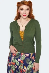 CÁRDIGAN VUDÚ VIXEN CLÁSICO VERDE BOTONES MADERA XS S M L XL XXL PINUP CHIC - Imagen 1 de 6