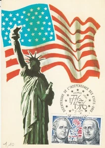 Carte postale postcard 1er jour timbre indépendance états-unis USA 1776 FRANKLIN - Picture 1 of 1