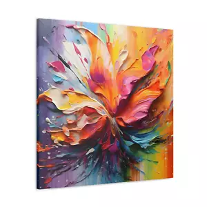 Colour Explosion Canvas Abstract Flower Paint Spill Print Wall Art Decor - Picture 1 of 7