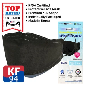 10~100 PCS KF94 BLACK Face Protective Mask Made in Korea KFDA Approved Adult - Picture 1 of 7