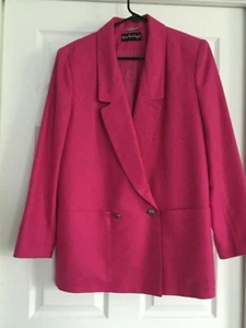 Women’s Saint Angelo wool pink/ fuschia jacket sz 8, silver buttons,  see skirt - Picture 1 of 12