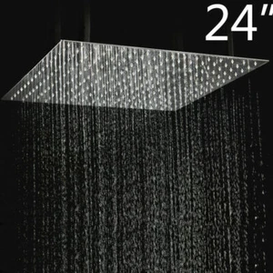 Large 4 2 People 24" Stainless Steel Square Rainfall Shower Head Ceiling Mount-K - Picture 1 of 5