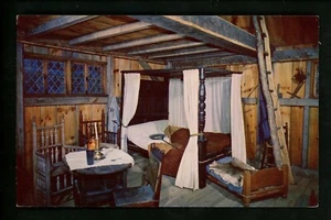 Interiors postcard Plymouth Massachusetts MA Plimouth Plantation Pilgrim House - Picture 1 of 2