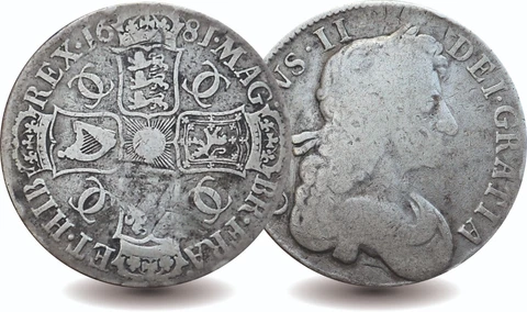 Antique 1681 Charles II Great Britain Sterling Silver Crown Cover