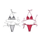 Womens Split Swimsuits Thong 2Pieces Strappy Swimming Suit Cut Beachwears