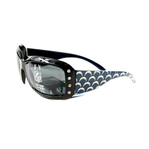 LOS ANGELES CHARGERS WOMENS SUNGLASSES BLING UV PROTECTION AND W/FREE POUCH/BAG Cover