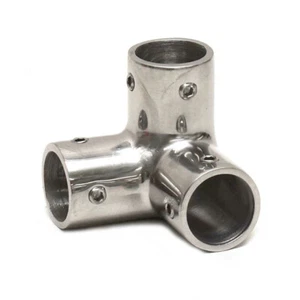 Boat Corner Rail Fitting | 3 Way Connector 7/8 Inch Stainless Steel - Foto 1 di 3