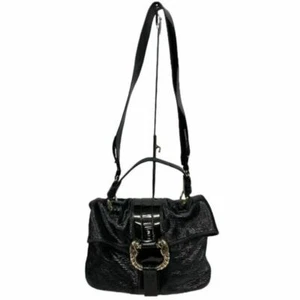 Auth BVLGARI Leather Shoulder Bag 2WAY Black Patent From Japan - Picture 1 of 10
