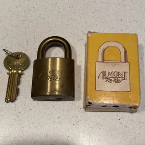 Vintage Almont Re-Key Brass Padlock With Original Box 2 Keys - Picture 1 of 8